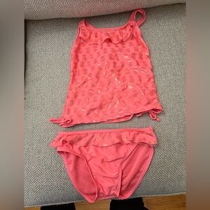Girls' Coral Ruffle Pineapple Tankini - Cute Swim Set